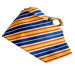 Hickey Freeman 100% silk power striped tie necktie orange blue 4" w